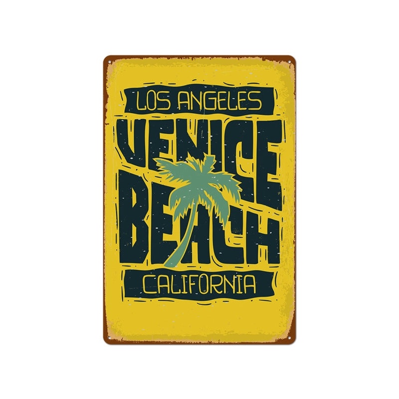 Beach Vintage Tin Sign Coffee Shop Wall Art Home Decor Frameless Hanging Painting|Home Decor