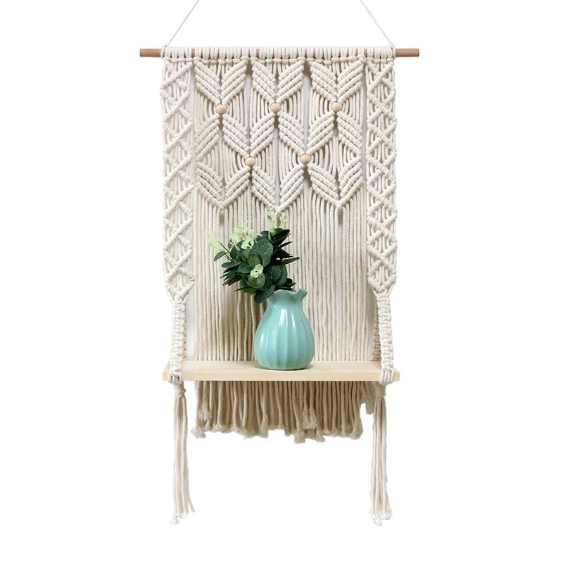 Handwoven Pure Cotton Rope Tapestry Storage Rack | Home Storage & Wall Decorations