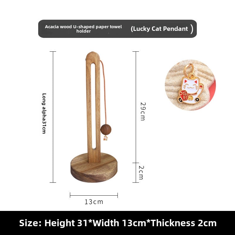 Solid Wood Kitchen Tissue Holder Punch-free Roll Paper Storage Rack Vertical Organizer for Plastic Wrap Fresh-Keeping Bags|Kitchen Storage & Orga