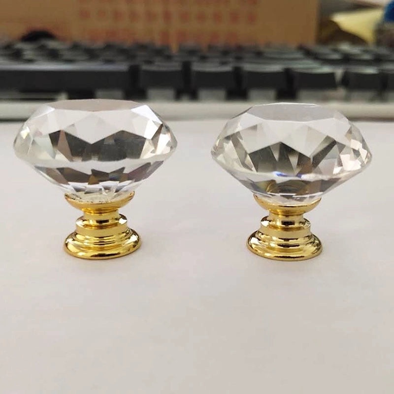 Transparent Crystal Diamond Single Hole Drawer Handle Small Cabinet Furniture Hardware|Cabinet Handles