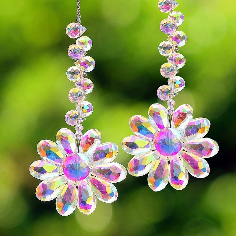 Elegant K9 Crystal Flower Suncatcher Wind Chime for Wall Decor | Home Decor & Accessories