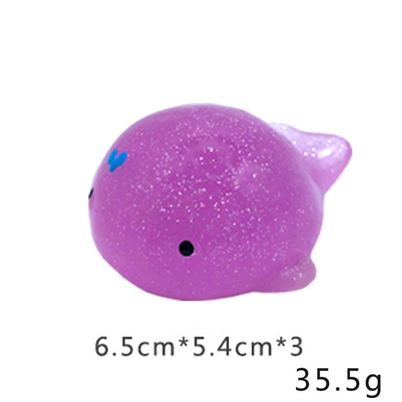Large Gold Glitter Stress Ball Cute Pet Animal Soft Sticky Sensory Pinch Toy for Music and Decompression|Stress Relief Toys