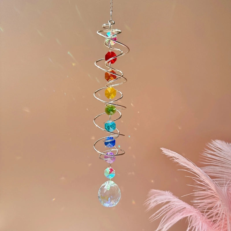 Sparkling Spiral Crystal Suncatcher Wind Chime for Home Decor|Home Decor & Wall Art