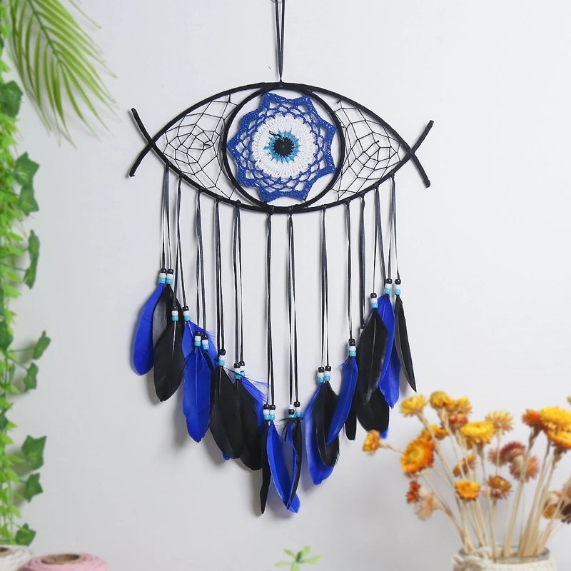 Rustic Devil's Eye Feather Iron Wall Hanging|Home Decor Wall Art