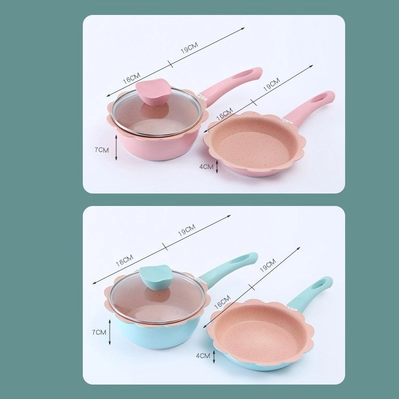 Solid Color Alloy Medical Stone Cookware Set 2 Pieces | Kitchen Cookware