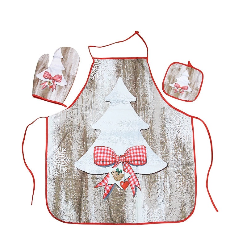 Christmas Cartoon Fabric Heat-resistant Gloves and Placemat Set|Kitchen Accessories
