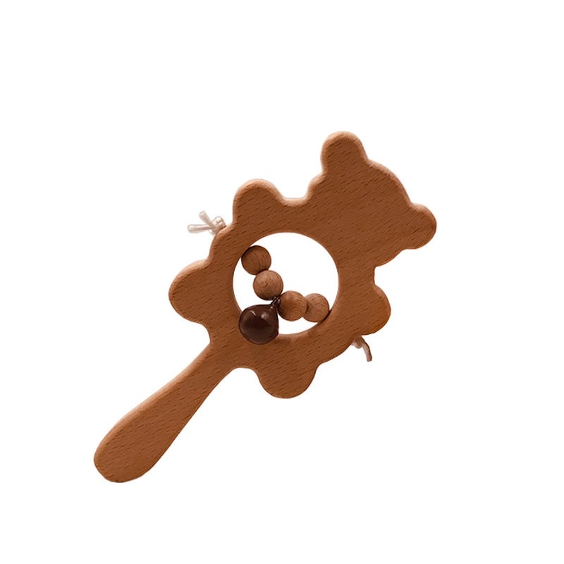 Baby Teething Bracelet with Beech Animal Molar Stick and Bear Toy | Baby Teething Accessories