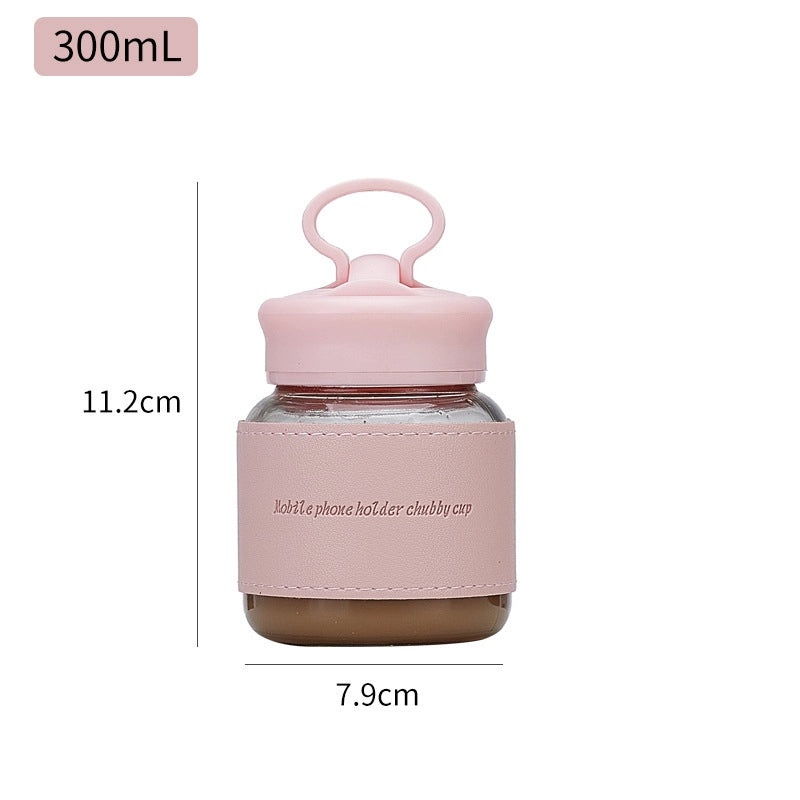 Mini Chubby Glass Cup Phone Holder Portable Milk Water Cup High Color Value | Phone Accessories