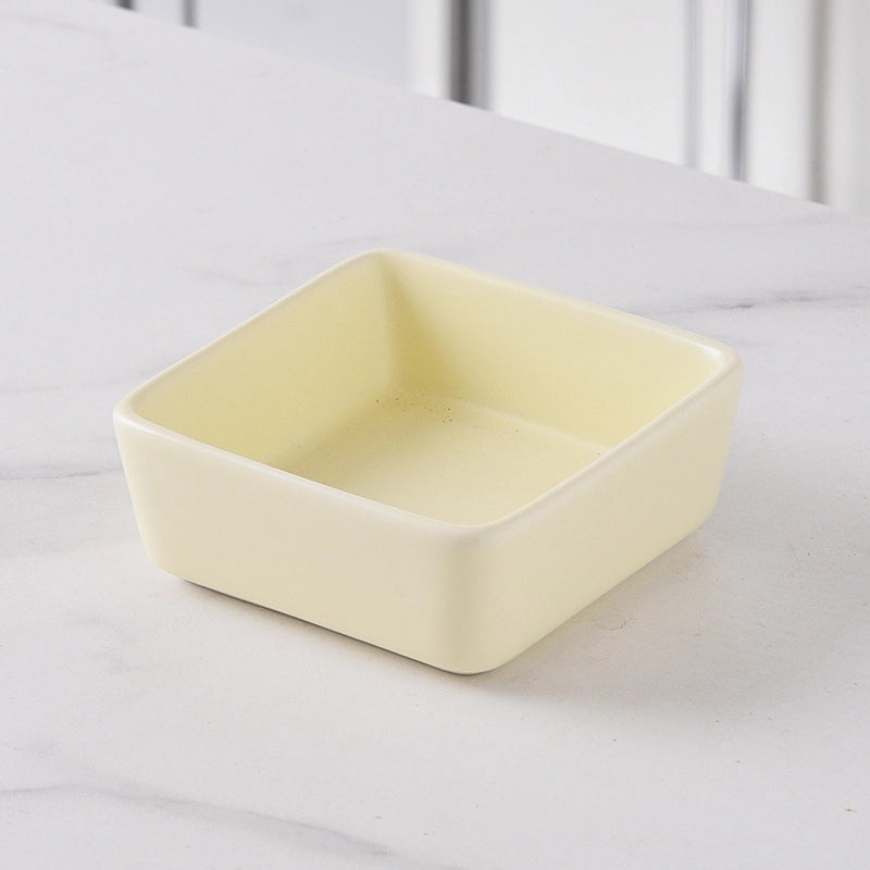 Nordic Ceramic Square Snack Bowl with Bamboo Wooden Tray | Kitchenware & Dining Accessories