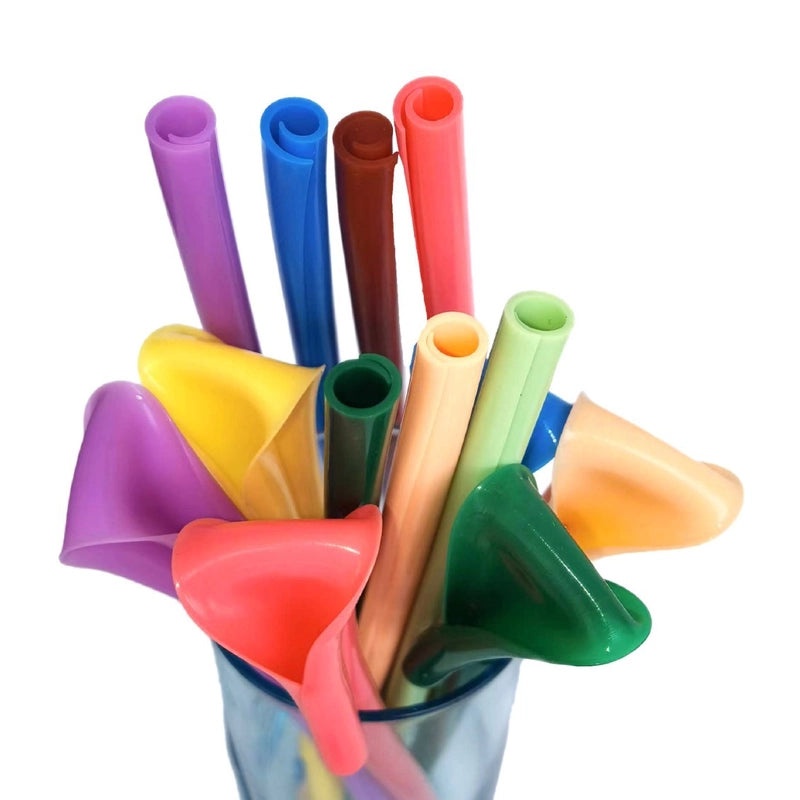 Haoqingxi Folding Silicone Straws Reusable Food Grade Easy to Clean Portable Straw Set|Kitchen & Dining