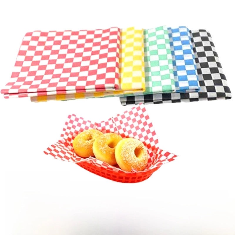 Plaid Printed Oil-Resistant Paper for Hamburgers and Sandwiches | Food Wrapping & Packaging Supplies