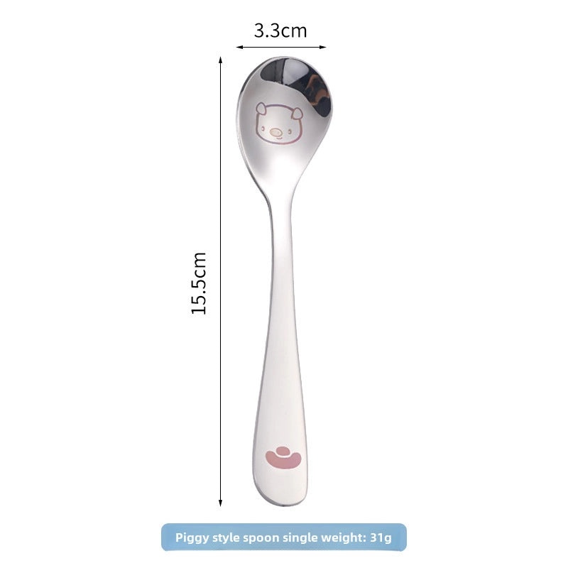 304 Stainless Steel Cartoon Baby Spoon Cute Feeding Spoon for Children Learning to Eat | Baby Feeding Accessories