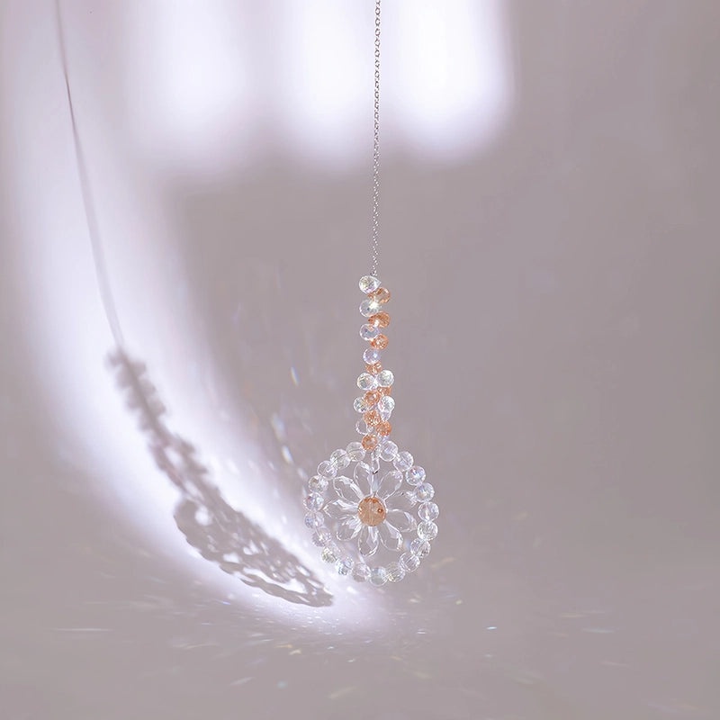 Minimalist Floral Crystal Glass Suncatcher Wind Chime Wall Decor | Home Decor Accessories