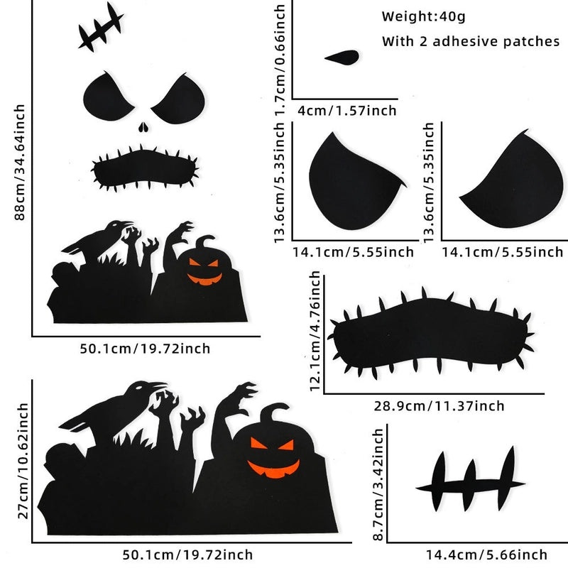 Halloween Pumpkin Spider Web Felt Door Sticker Minimalist Holiday Party Decor|Home Decor