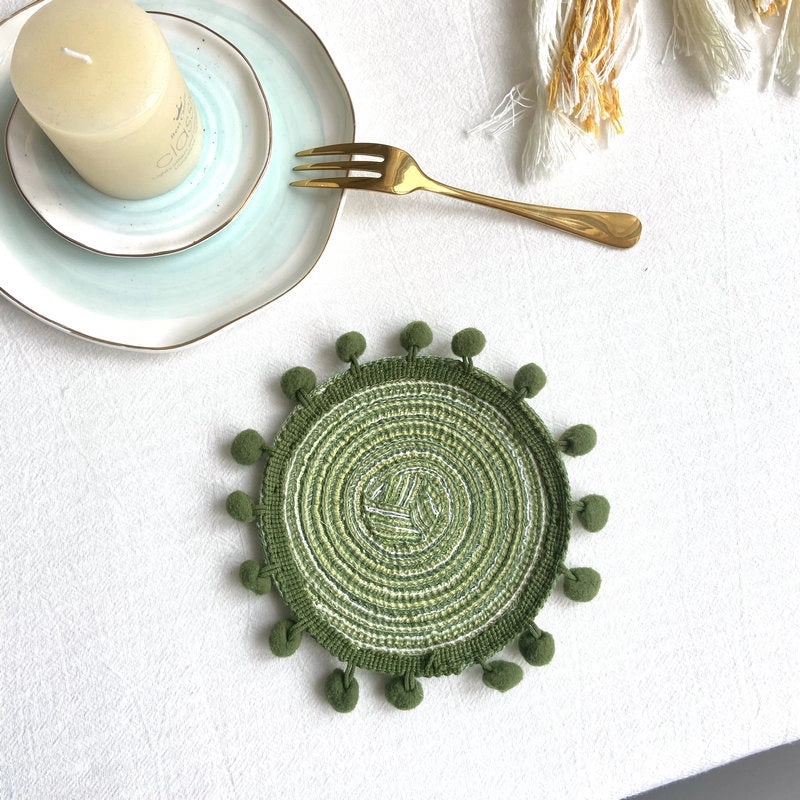 Stylish Solid Color Cotton Yarn Placemat Single Piece|Home & Kitchen Table Linens