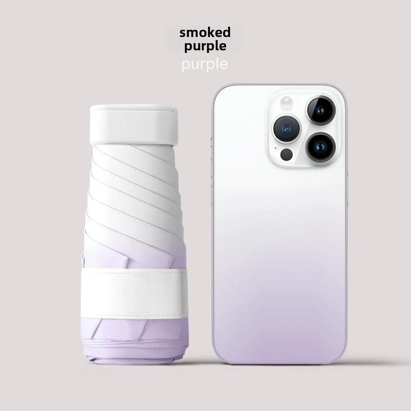 Compact Five-Fold UV Sunscreen Mini Umbrella for Women | Sun Protection & Rain Use | Portable Thickened Flat Umbrella | Women's Accessories