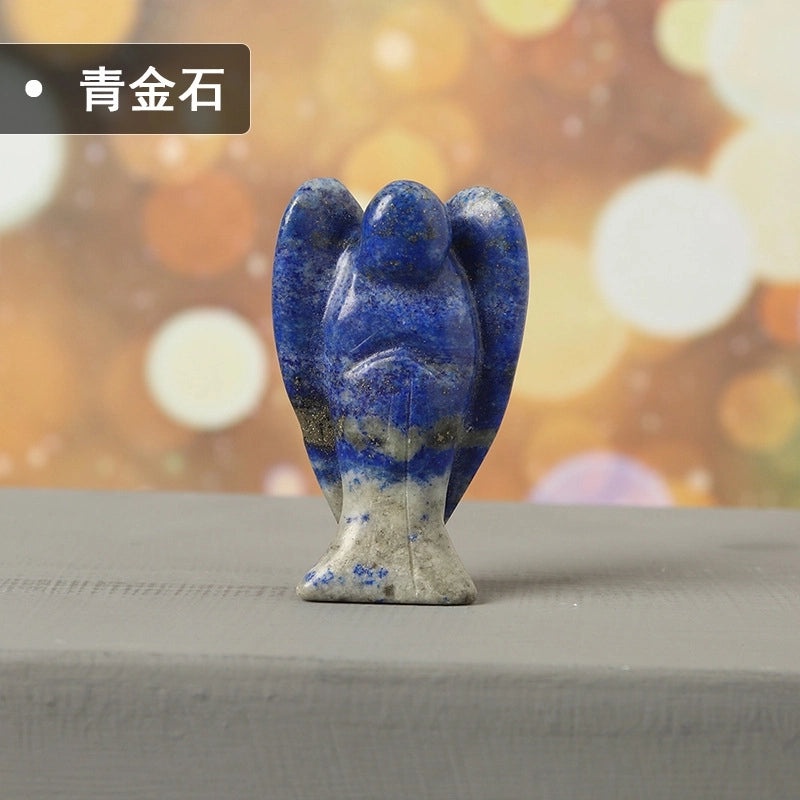 1.5-inch Amethyst and White Crystal Angel Sculpture Rough Stone Home Decor | Crystal Crafts & Ornaments