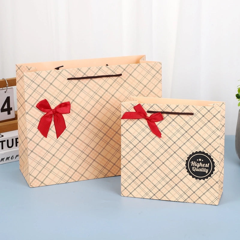 Plaid Paper Bag Creative Business Gift Handbag Reusable Return Gift Bag|Gift Bags & Packaging