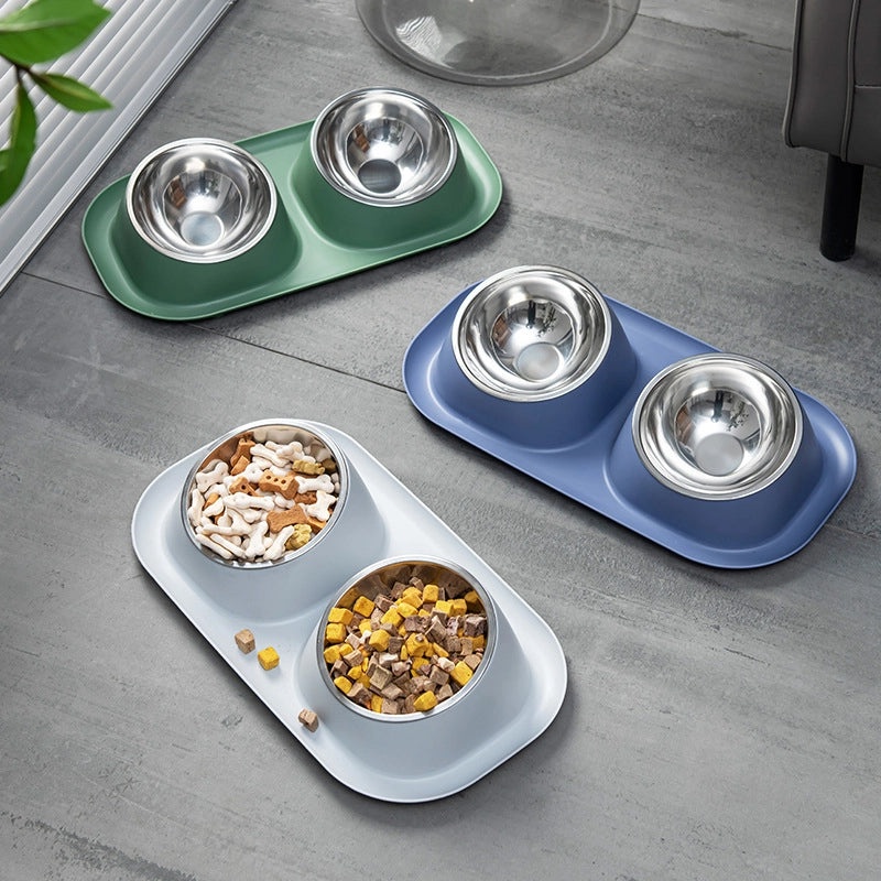 Minimalist Stainless Steel Pet Bowls Solid Color Durable PP Material|Pet Supplies