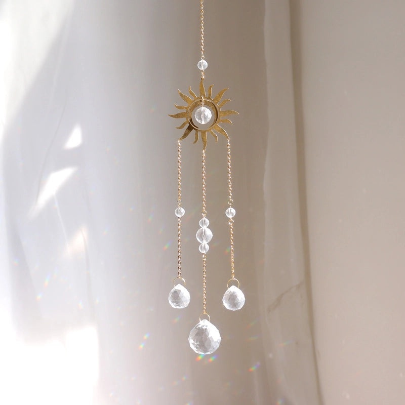 Elegant Sun Star Moon Crystal Rose Quartz Pendant for Artistic Jewelry|Fashion Accessories