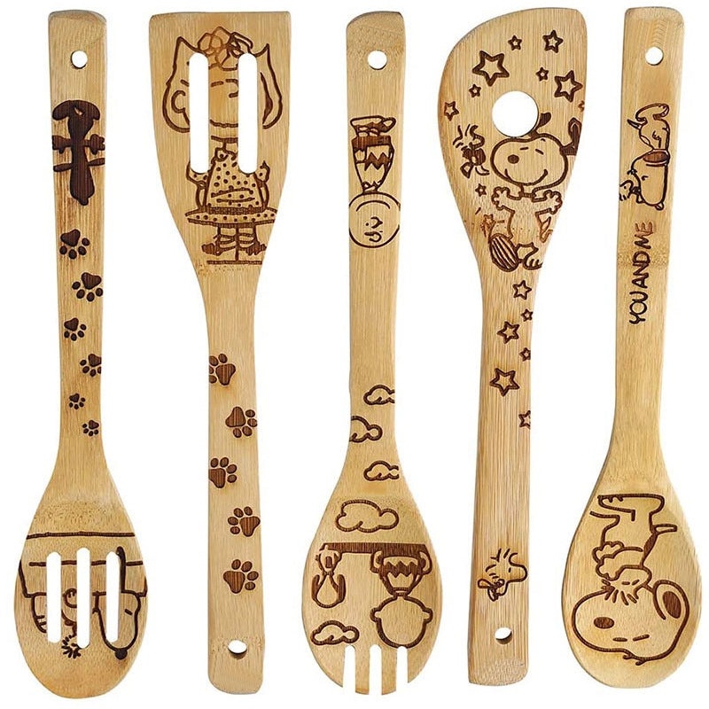 Minimalist Animal Letter Bamboo Shovel Kit 5 Pieces Set|Home & Garden Tools