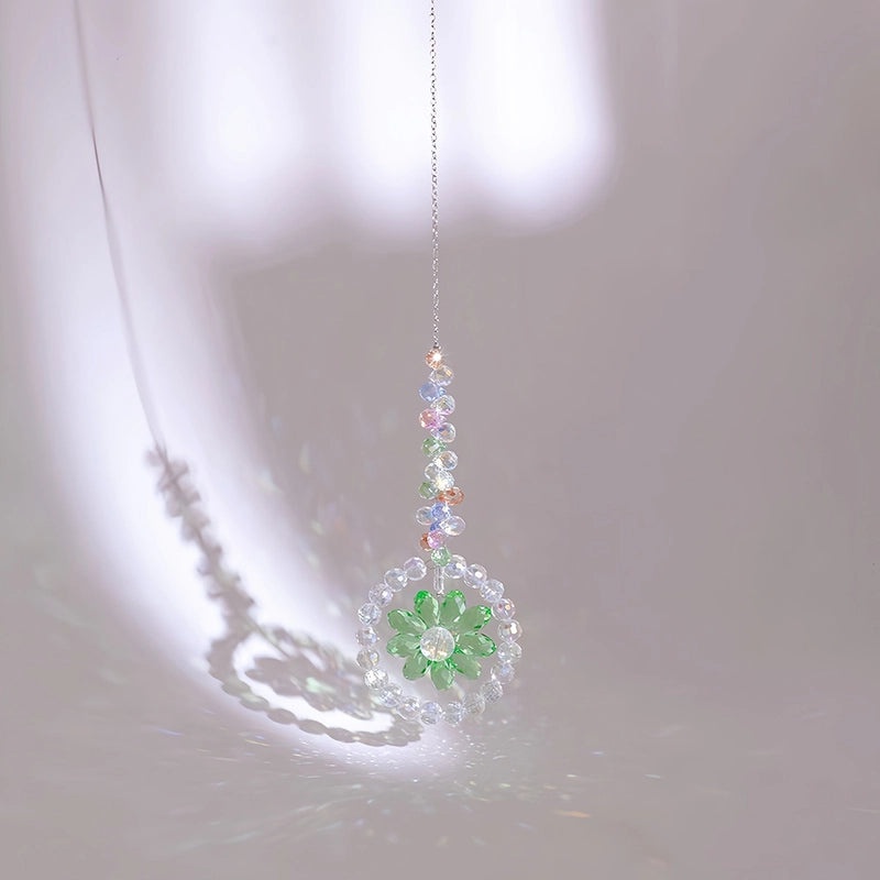 Minimalist Floral Crystal Glass Suncatcher Wind Chime Wall Decor | Home Decor Accessories