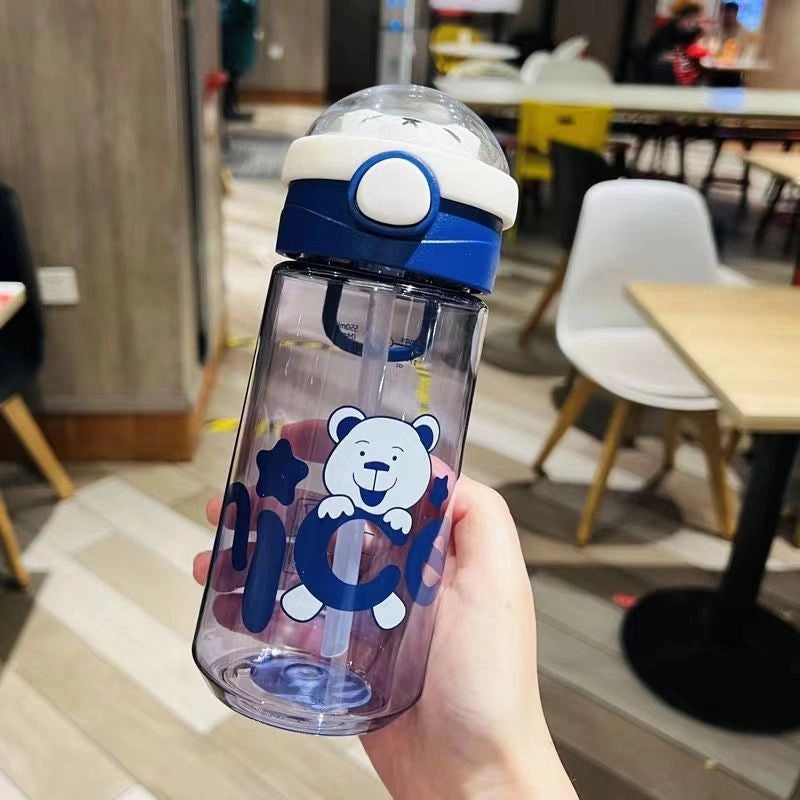 Cartoon Kids Water Bottle with Straw Large Capacity Portable Sports Cup for Girls Students | Kids Outdoor Drinkware