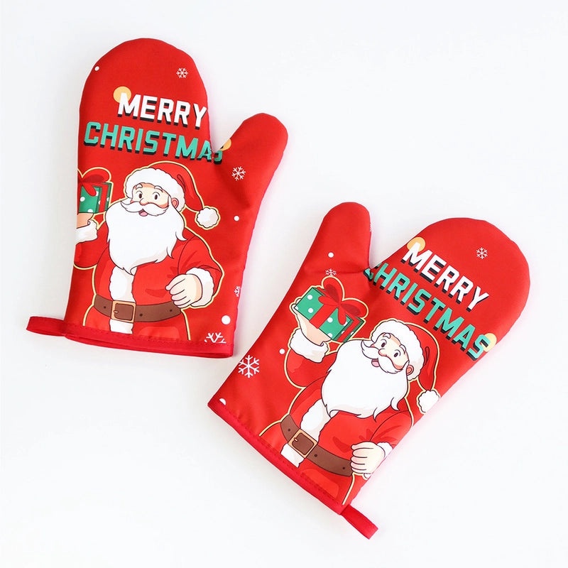 Festive Santa Claus Heat Resistant Gloves in Polyester | Christmas Accessories