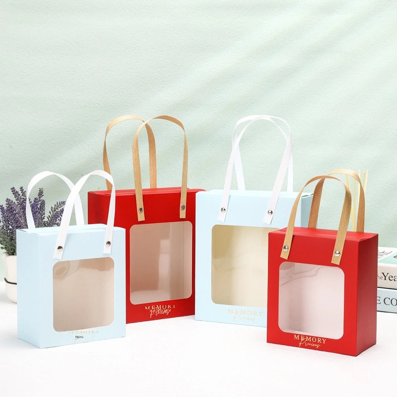 Transparent Window Paper Handbag Birthday Gift Festival Flower Doll Card Bag | Gift Bags & Packaging