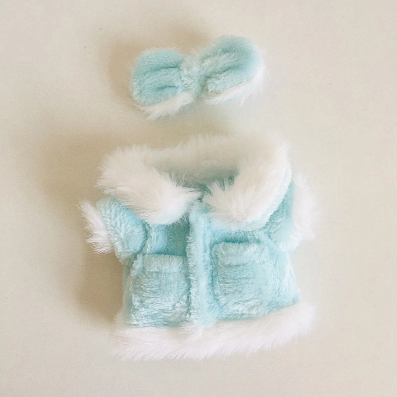 17cm Plush Doll Clothes Set Vinyl Rab Cloth Coat and Skirt Outfit Accessories|Doll Clothing & Accessories