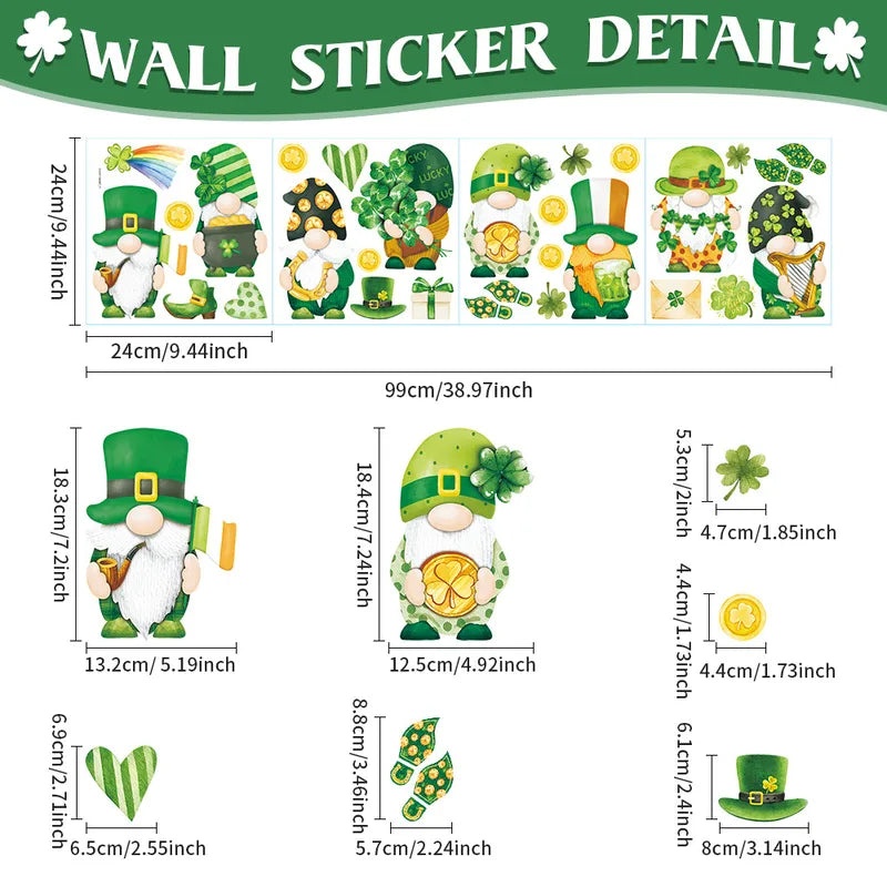 St. Patrick's Day Shamrock Cartoon PVC Wall Decor|Home Decor