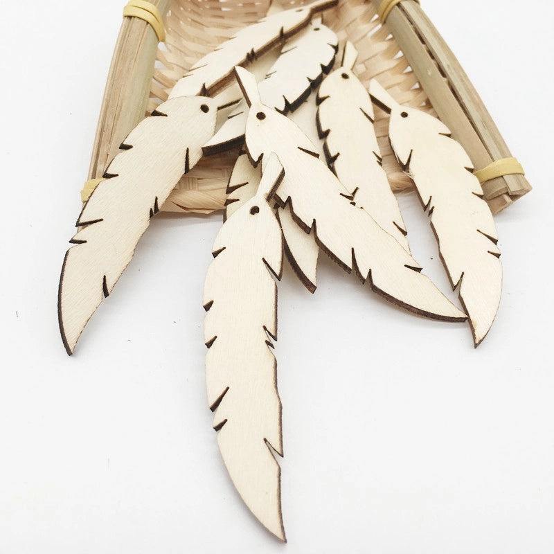 Eco-Friendly Wooden Feather Pendant for DIY Jewelry Making | Jewelry Accessories