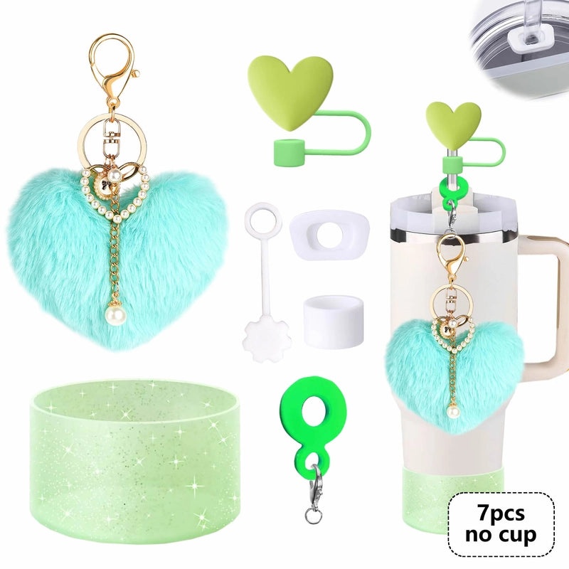 Adorable Red Heart Silicone Straw Caps Set of 7 | Drinkware Accessories