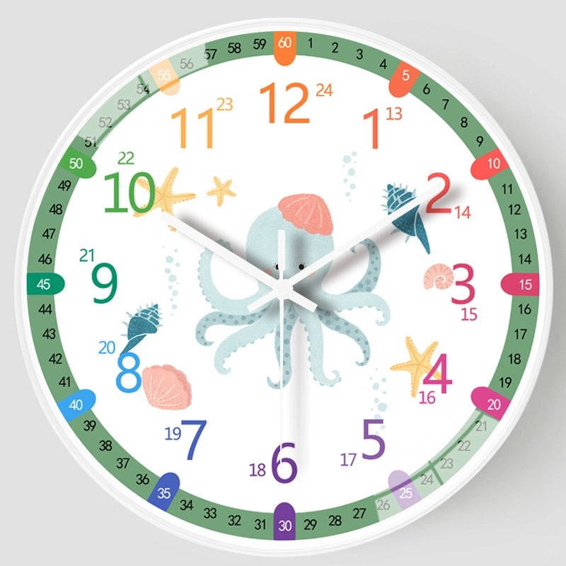 8 Inch Kids Cartoon Wall Clock Digital Learning Clock Silent Children's Room Decoration|Children's Educational Toys