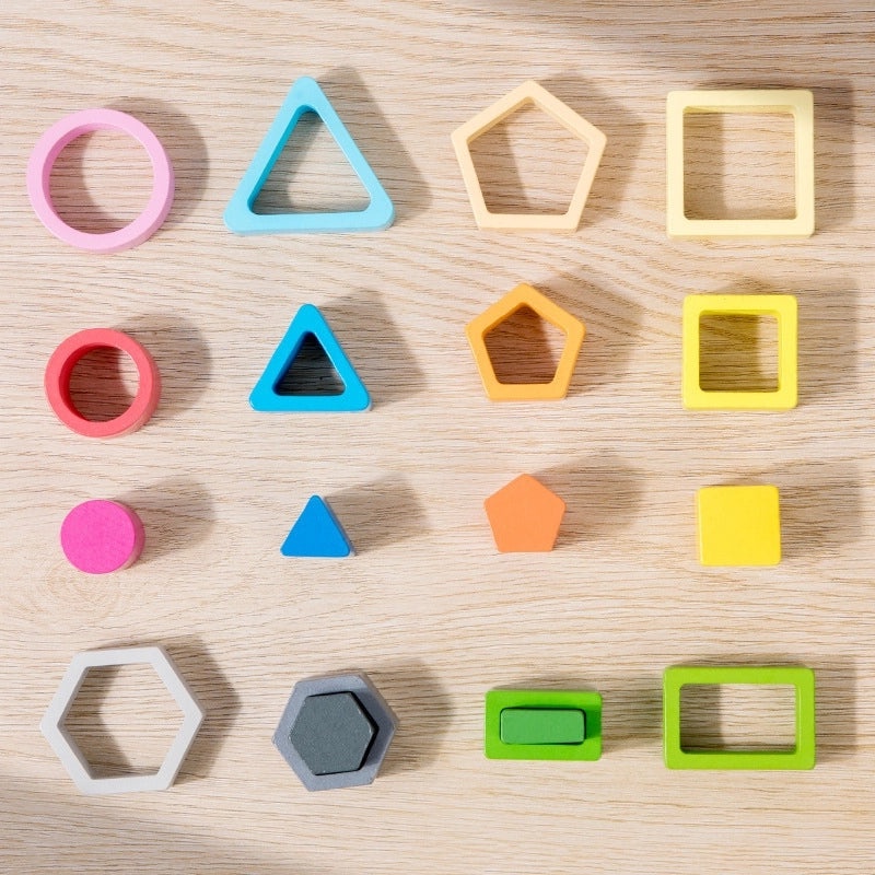 Geometric Fish Wooden Building Toys for Babies 0-2 Years|Infant Developmental Toys