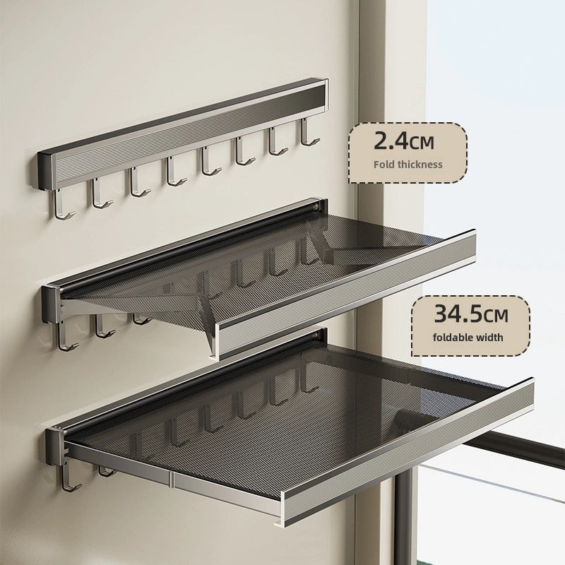 Balcony Foldable Invisible Wall-Mounted Clothes and Shoes Drying Rack Telescopic Non-Punch for Socks | Home Storage & Organization