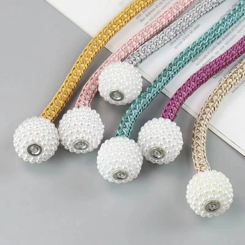 Curtain Tiebacks Magnetic Pearl Rope Set|Home Decor Curtains Accessories