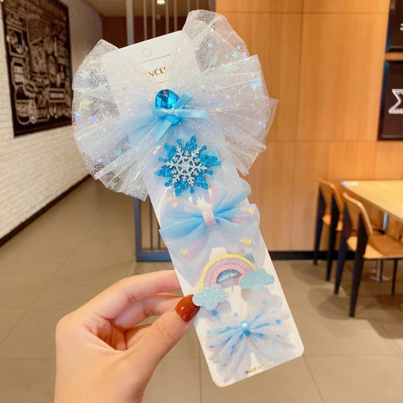 Children's Cartoon Bow Hairpin Set | Kids Hair Accessories