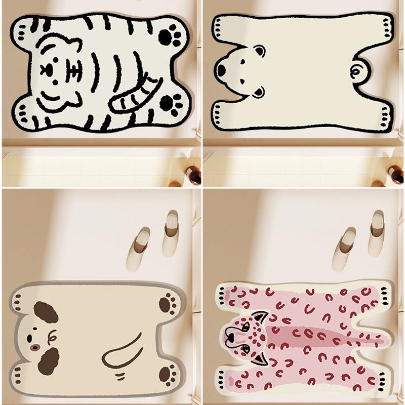 Adorable Animal Print Faux Leather Bath Mat|Home Decor Bath Rugs