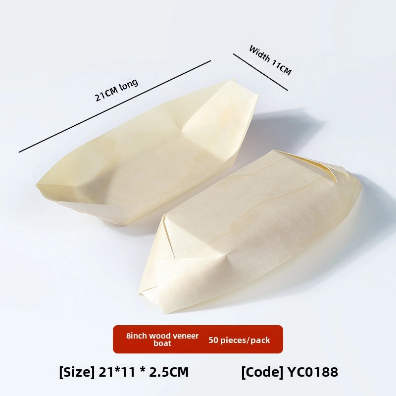 一次性木质寿司船餐盒 创意木质餐具 便携零食盘 刺身托盘 | 餐具与餐盒