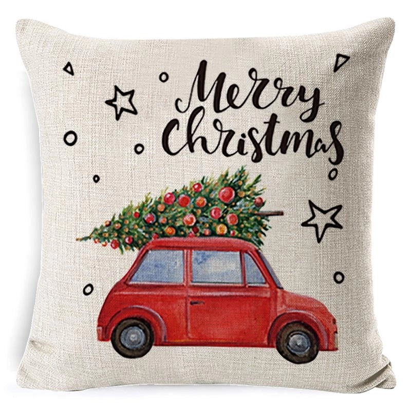 Christmas Linen Pillow Cover for Living Room Office Car Sofa Waist Cushion|Home Decor Cushions
