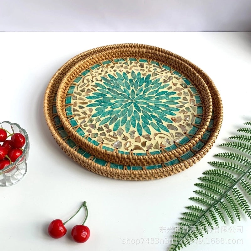 Natural Floral Grass Shell Fruit Tray|Home Decor Tableware