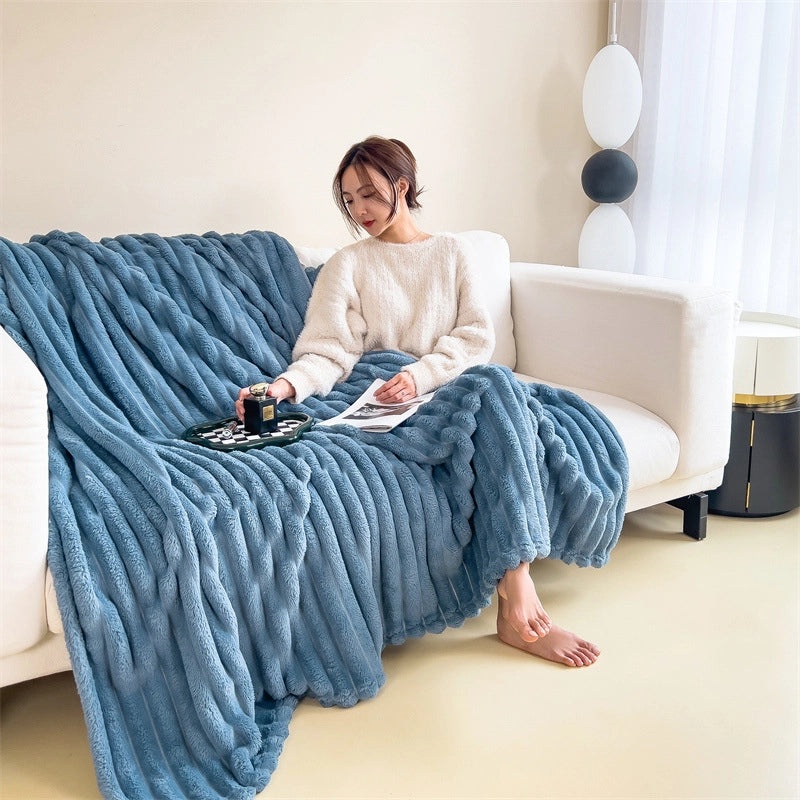 Cozy Solid Color Flannel Throw Blanket for Bedding and Home Use|Blankets & Throws