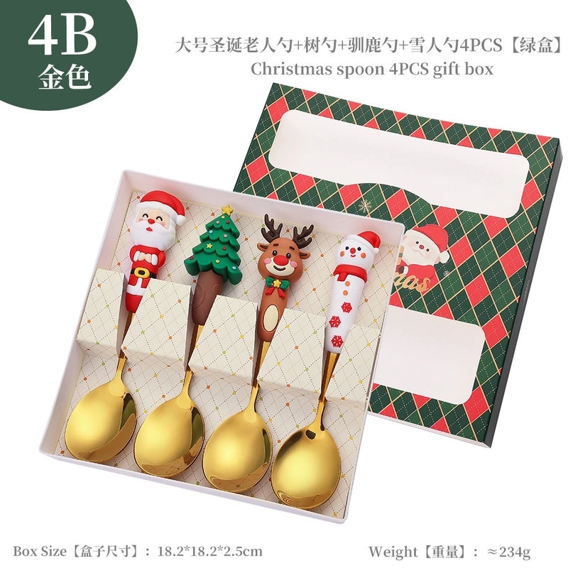 Funny Christmas Tree Dessert Spoon Creative Tableware Cartoon Spoon Suit Holiday Gift Idea|Kitchen & Dining