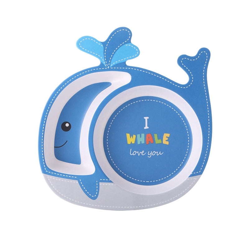 Cute Cartoon Bamboo Fiber Kids Plate Baby Dish Grid for Household Kindergarten Use|Children's Tableware