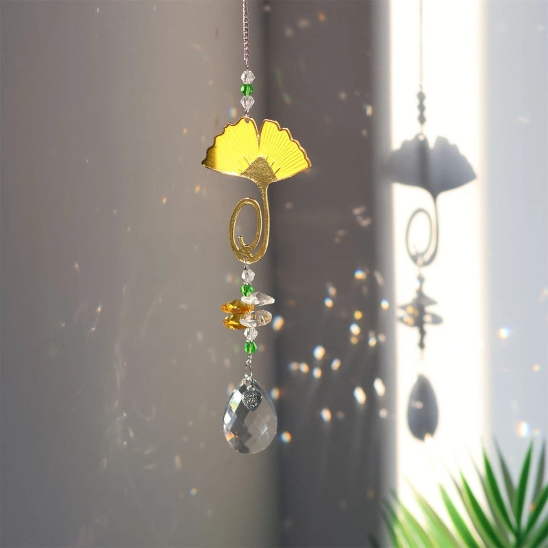 Sunflower Four Leaf Clover Ginkgo Leaf Crystal Pendant Wall Art for Casual Home Decor|Wall Art