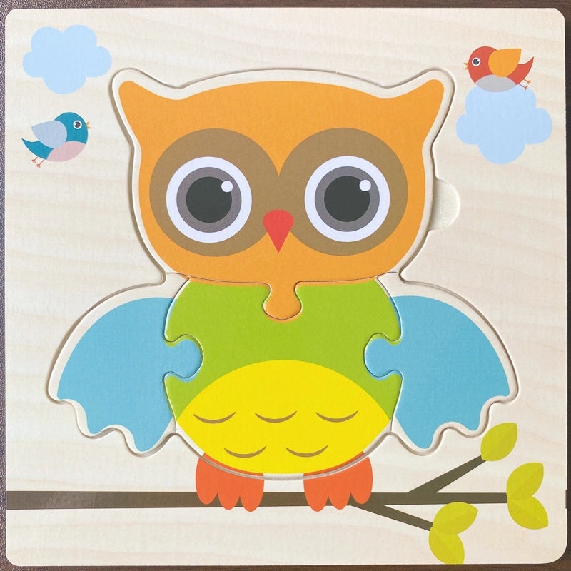 Wooden 3D Animal Puzzle for Kids Early Learning Handheld Board Cartoon Educational Toy | Educational Toys & Games