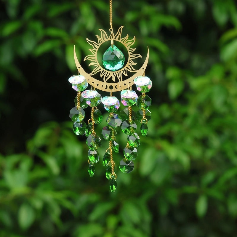 Minimalist Sun and Moon K9 Crystal Pendant in Iron and Copper | Jewelry & Accessories