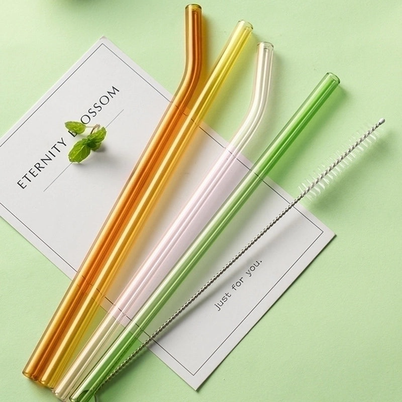 Stylish Single Solid Color Glass Straw for Reusable Drinkware | Kitchen & Dining Accessories