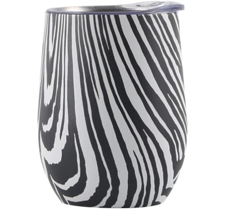 Stylish Stainless Steel Thermos Cup with Stripe and Solid Color Design | Drinkware & Thermoses